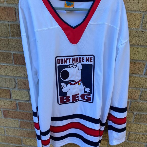 RARE 2007 Family Guy Embroidered Hockey Jersey L XL "Dont Make Me Beg" Brian - Picture 3 of 6